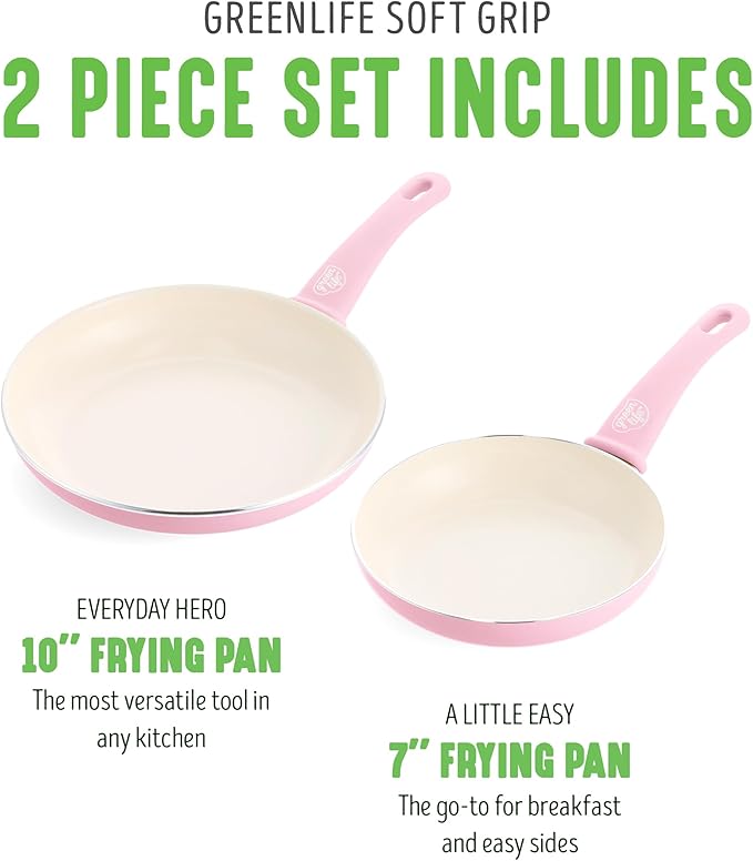 GreenLife Non Stick Fry Pan Set, Non-Toxic PFAS-Free Ceramic Skillets, - Image 3