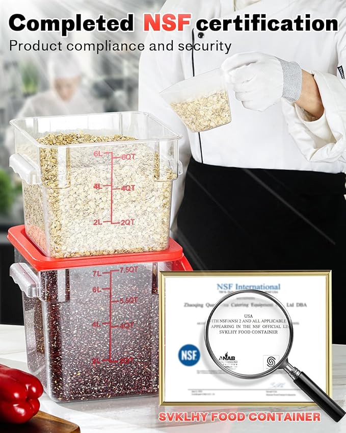 6QT Clear Food Storage Containers: 2 PCS NSF Food Storage Containers - Image 2