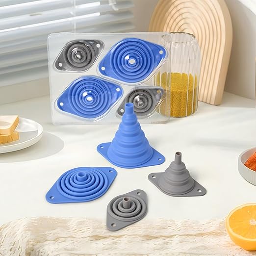 Kitchen Funnels Set 4 Pack，Small and Large，Silicone Collapsible Funnel，Small - Image 2