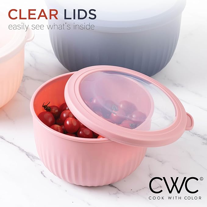 COOK WITH COLOR Prep Bowls with Lids- Wide and Deep Nesting Plastic Small - Image 6