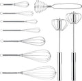 Teenyyou 10 Pcs Stainless Steel Whisks Set Egg Beater Semi Auto Whisk Blender by Teenyyou
