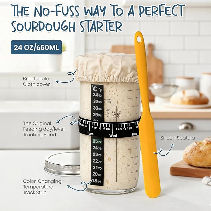 Sourdough Starter Kit, Banneton Bread Proofing Basket Set - Image 3