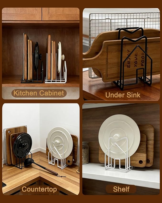 SUNFICON 2 Pack Cutting Board Racks Holders Pot Pan Lids Holders Chopping Board - Image 5
