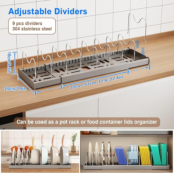 Mustorn Pots and Pans Organizer Under Cabinet - Image 2