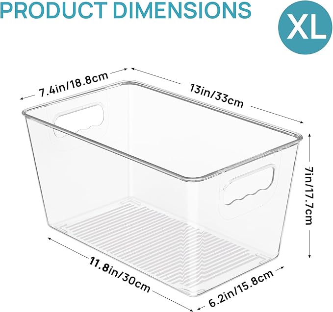 Vtopmart 6 PCS Clear Plastic Storage Bins, Pantry Organizer Containers - Image 2