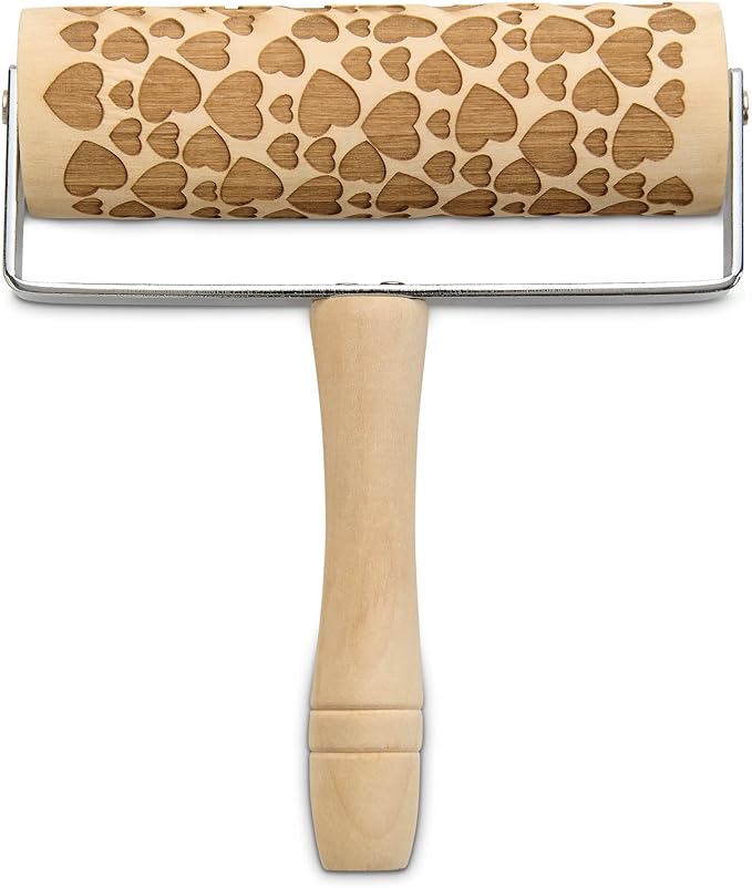 Mrs. Anderson’s Baking Mini Embossing Rolling Pin, Hearts Design, Poplar Wood by MrsAndersonsBaking