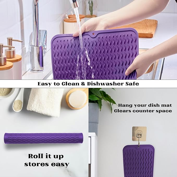 ZLR Silicone Dish Drying Mat & Heat Resistant Trivet - Image 4