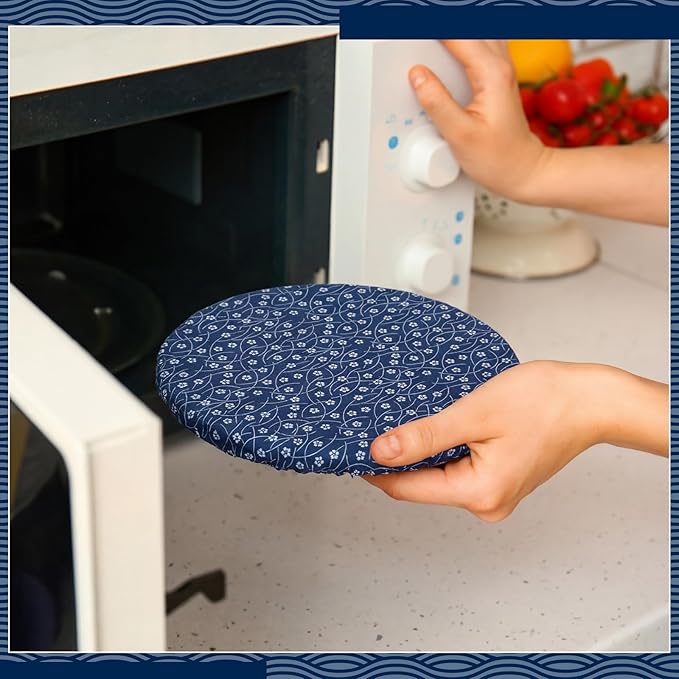 Patelai 10 Pcs Bowl Covers Reusable in 5 Size Stretch Cloth Fabric Elastic Food - Image 6