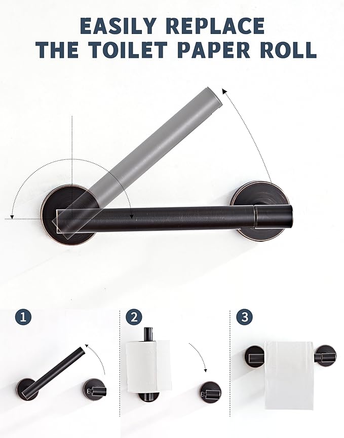 RARXTR Bronze Toilet Paper Holder SUS304 Stainless Steel Double Post Pivoting - Image 2