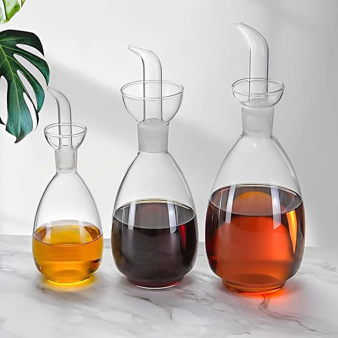 Affogato Glass Oil Bottle with Spout, Olive Oil Dispenser Vinegar Drizzler - Image 2