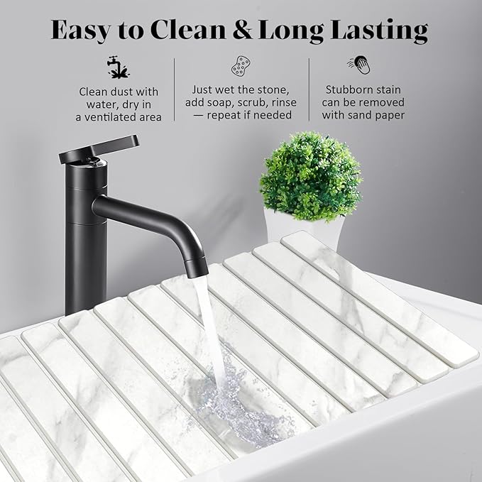 Large Stone Dish Drying Mats for Kitchen Counter, Collapsible Quick Drying Dish - Image 5