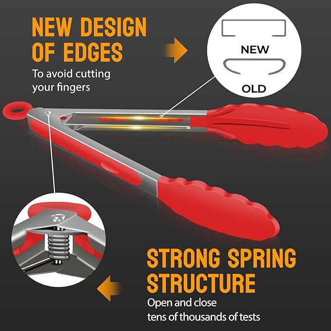 Hotec Silicone Kitchen Tongs for Cooking 9-Inch Serving Tongs - Image 6