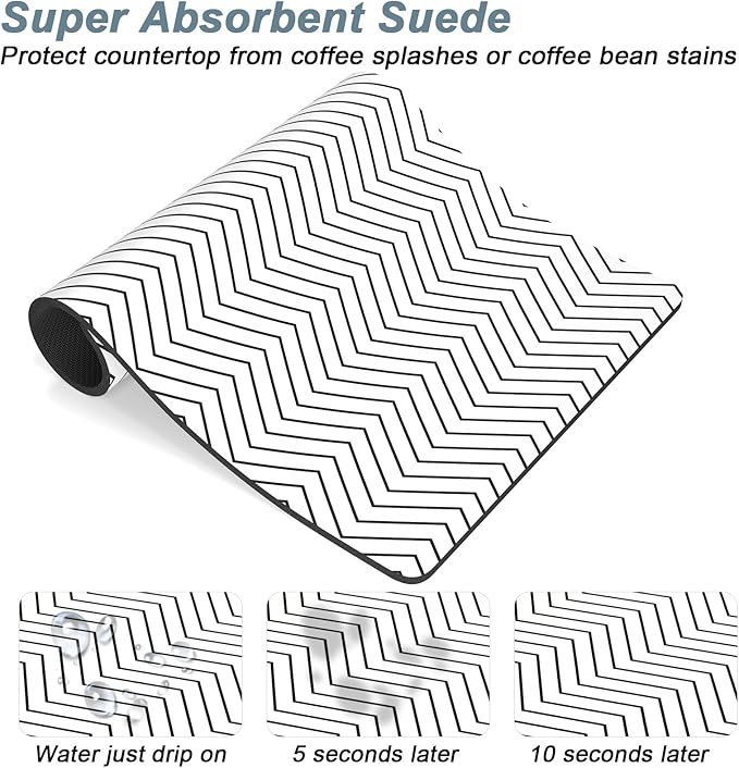 Rnivvi Coffee Mat, Hide Stain Rubber Backed Absorbent Dish Drying Pad - Image 3