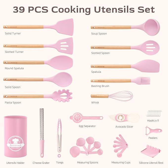 Astercook Kitchen Utensils set, 446°F Heat Resistant Food Grade Utensil Sets - Image 9