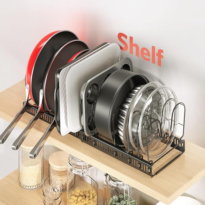 ORDORA Pots and Pans Organizer under Cabinet, Expandable 11.8"-22.8" Pot Lid - Image 8