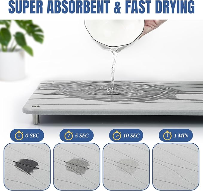 Stone Drying Mat for Kitchen Counter, Diatomaceous Dish Drying Mats Superb - Image 3