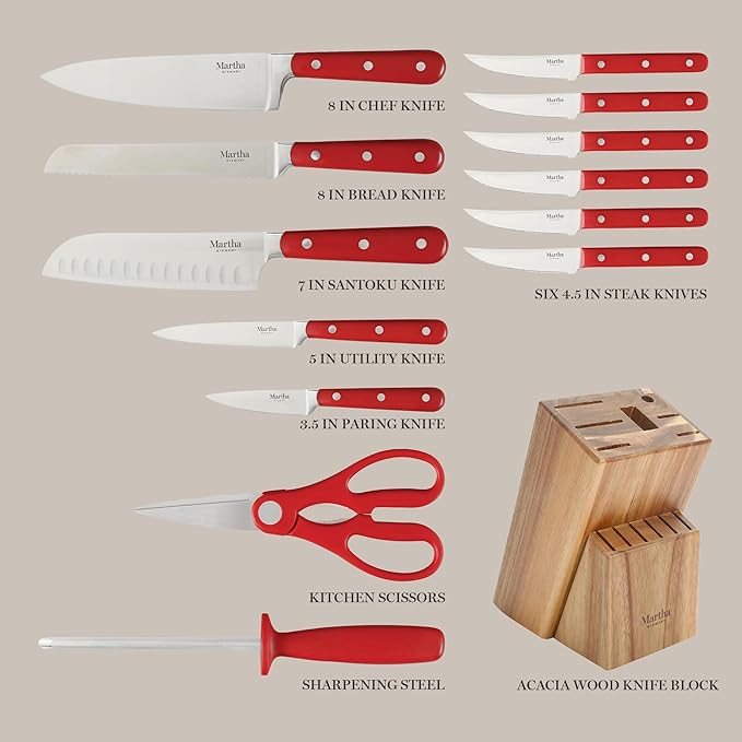 MARTHA STEWART Eastwalk 14 Piece High Carbon Staineless Steel Cutlery Knife - Image 3