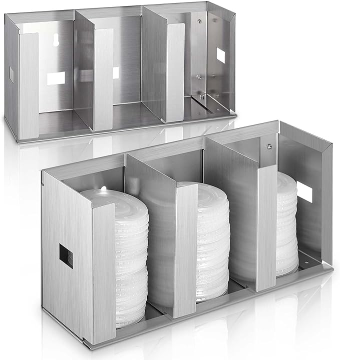 Hicarer 3 Compartments Stainless Steel Cup Dispenser by Hicarer