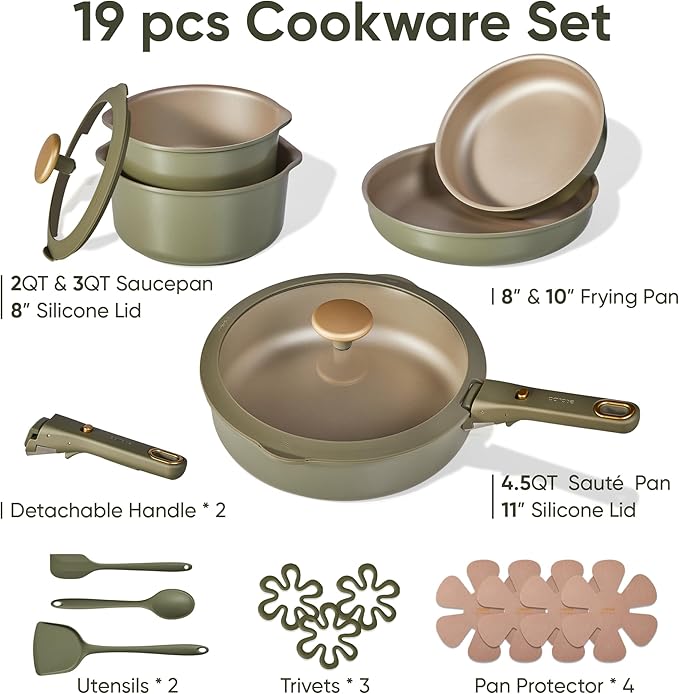 CAROTE 19 Pcs Pots and Pans Set, Nonstick Cookware Sets - Image 2