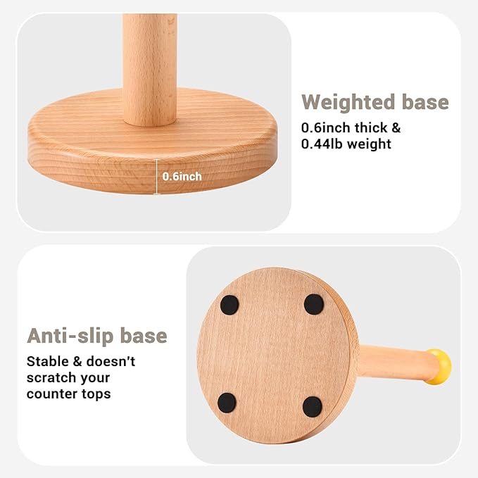 Paper Towel Holder, Wooden Kitchen Roll Stand - Image 4