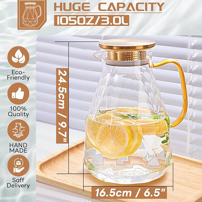 Yirilan Glass Pitcher, 3 Liter Water Carafe - Image 2