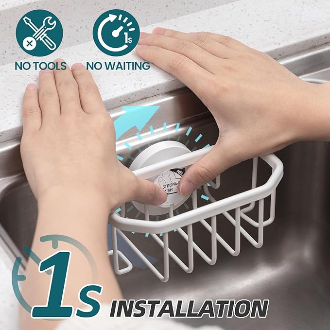 TAILI Sink Caddy with Strong Suction Cup, Sponge Holder - Image 2