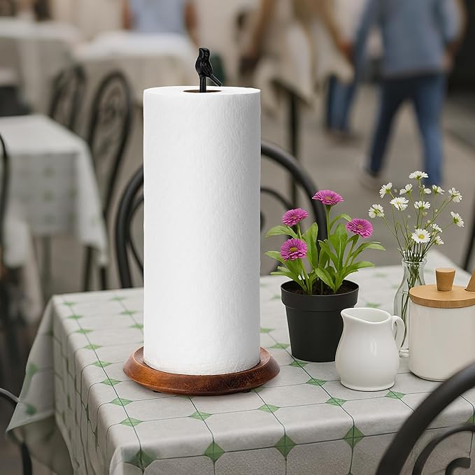 Wood Paper Towel Holder Countertop, Easy Tear Farmhouse Kitchen Towel Holder - Image 9