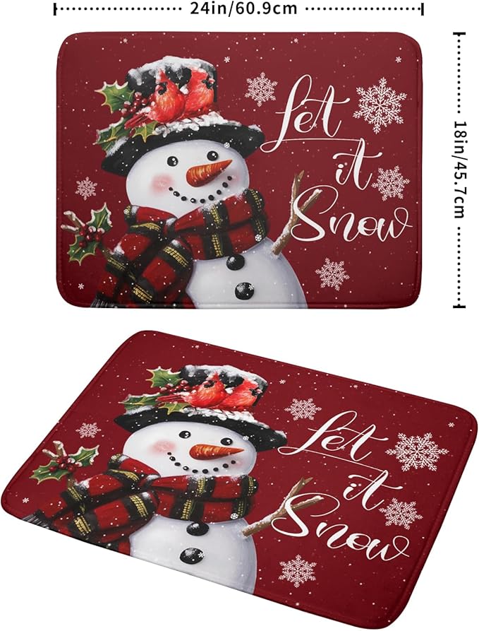 Christmas Dish Drying Mat for Kitchen Counter Snowman Let It Snow Microfiber - Image 2