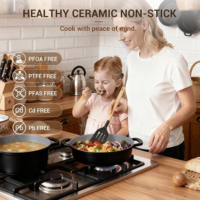 Ammeloo 8-Piece Ceramic Nonstick Cooking Pot Set - Image 4