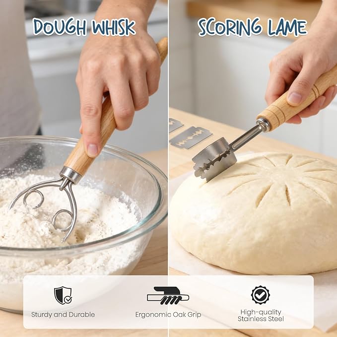 RORECAY Bread Banneton Proofing Basket Set, 9 Inch Round & 10 Inch Oval Cane - Image 4