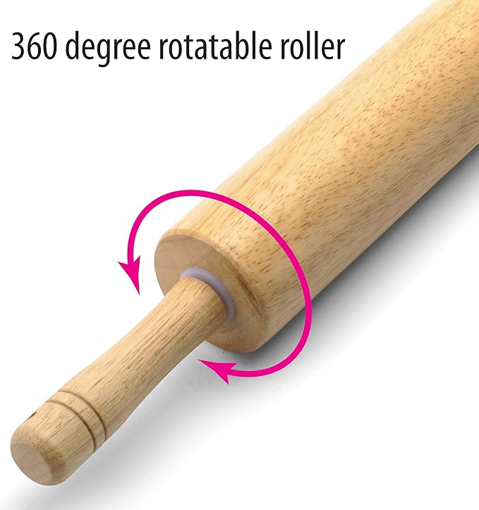 FARBERWARE Classic Wood Rolling Pin, 18-Inch Hardwood Dough Roller - Image 3