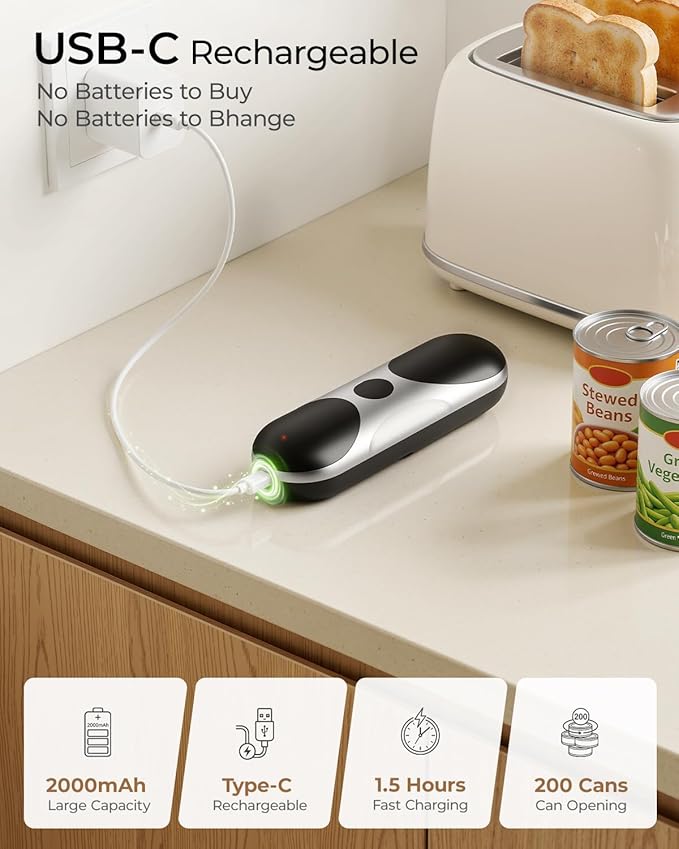 Electric Can Opener, One-Touch Automatic Can Opener, USB Rechargeable Electric - Image 3