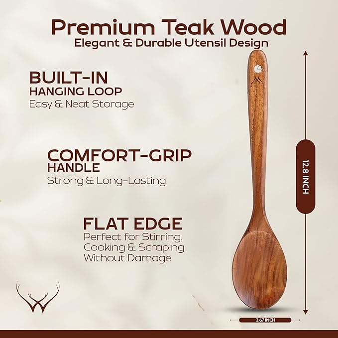 Teak Wooden Spoon for Cooking - Image 2