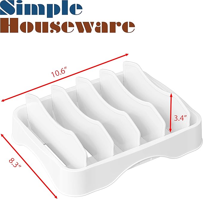 Simple Houseware Food Container Lid Organizer, Adjustable Dividers Lids Storage - Image 9