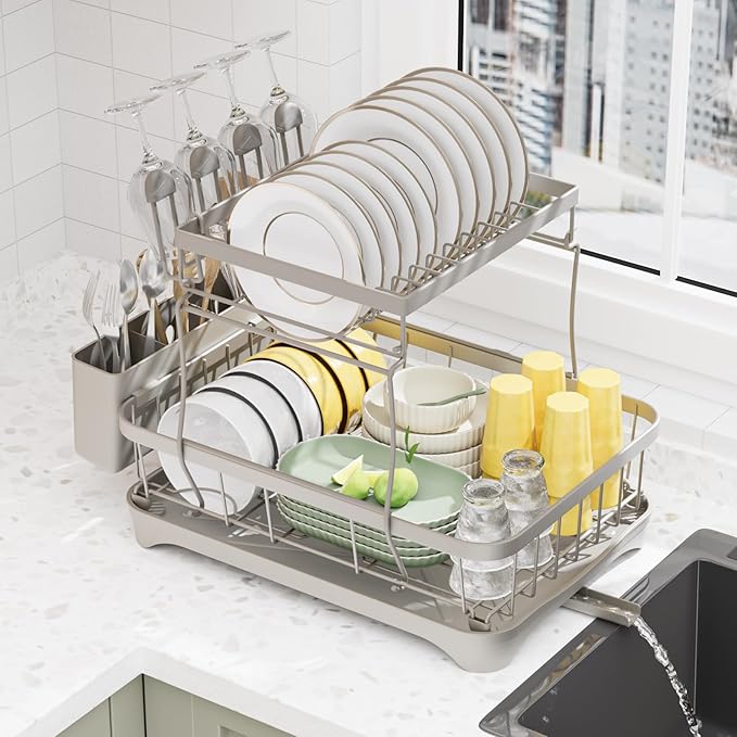 LIYI Dish Drying Rack, Large Dish Rack by LIYIBambooHairBrush