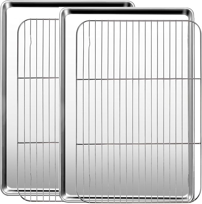 Baking Sheet with Racks Set, Stainless Steel Baking Sheets with Cooling Racks by GIUOIDUO