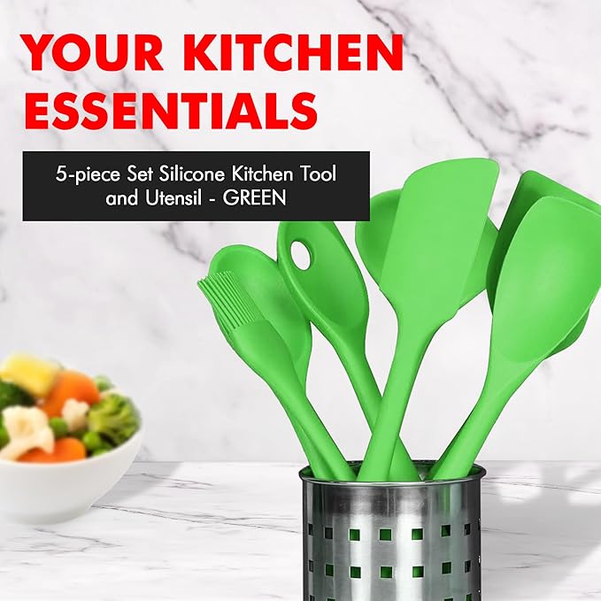 Chef Craft Premium Silicone Kitchen Tool and Utensil Set, 5 Piece - Image 2