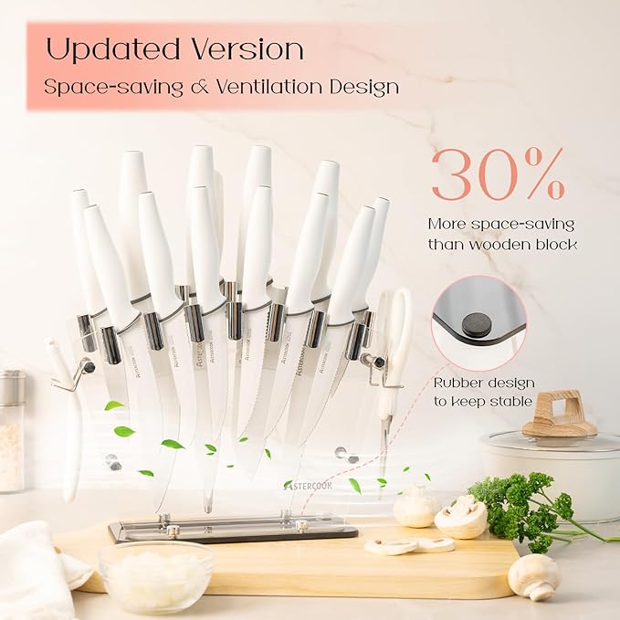 Astercook Knife Set with Block and Sharpener, 22 Piece Kitchen Knife Set - Image 6