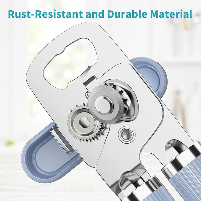Ultrean Manual Can Opener Bottle Opener, Heavy Duty Stainless Steel Smooth Edge - Image 3