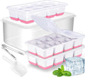 Large Ice Cube Tray with Lid and Bin, Jrisbo Silicone Big Square Ice Cube Molds by Jrisbo