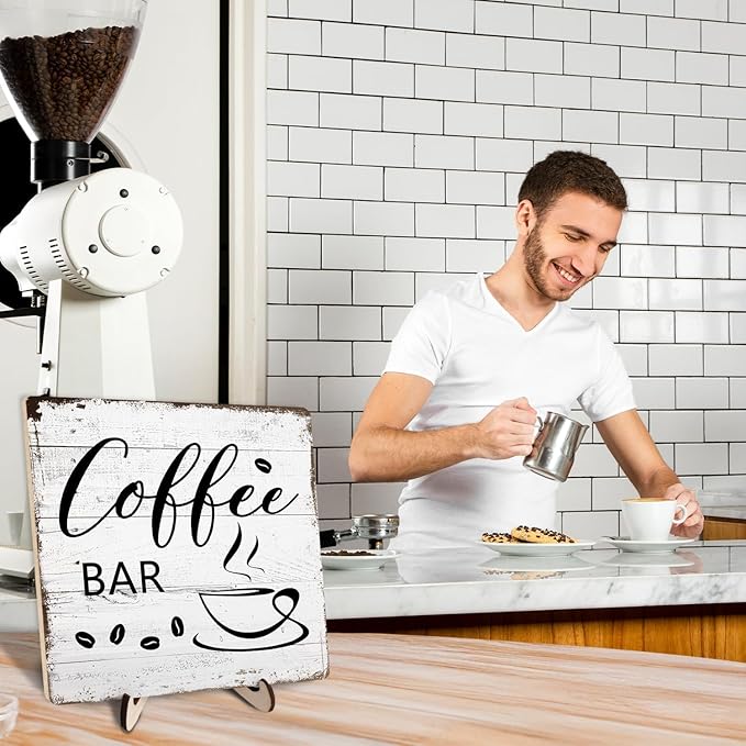 Coffee Bar Decor Sign – Rustic Wooden Plaque - Image 6
