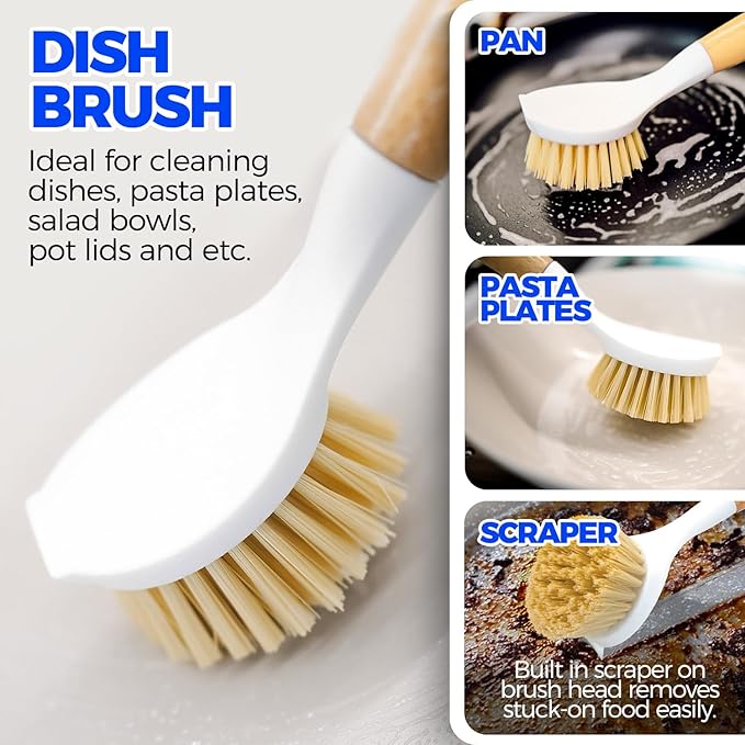 Holikme 6 Pack Dish Brush Scouring Pad Set - Image 3