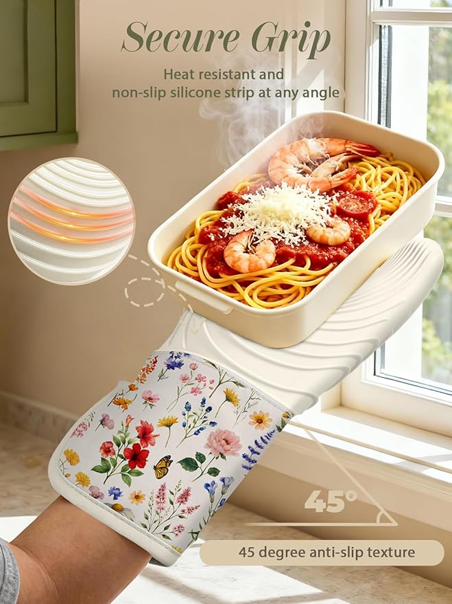 Slohif Long Silicone Oven Mitts Heat Resistant - Image 3