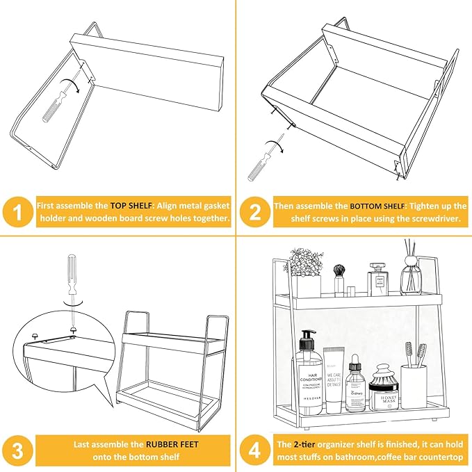Coffee Bar Accessories, 2 Tier Large Wooden CoffeeBar Shelf - Image 7