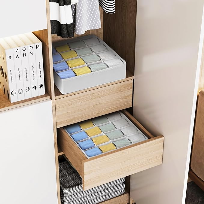Joyoldelf Sock Drawer Organizer Divider, 16-Cell Underwear Organizers and - Image 4