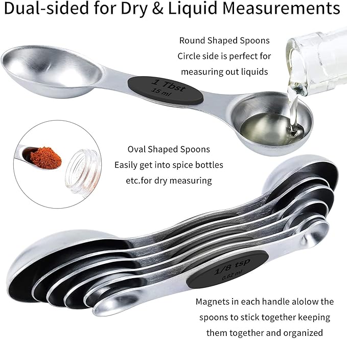 TILUCK magnetic measuring spoons set and measuring cups, stainless steel - Image 5