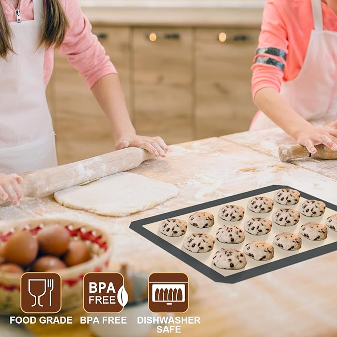 HOTEC Silicone Baking Mats 3 Pack – Thickened Non-Stick Reusable Silicone - Image 5