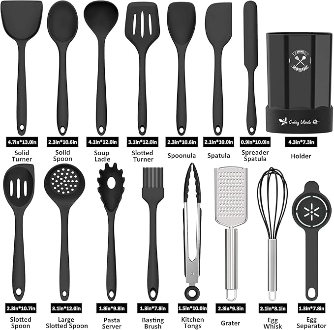 Silicone Kitchen Utensils Set, 16-Piece Silicone Cooking Utensils by Deedro - Image 8