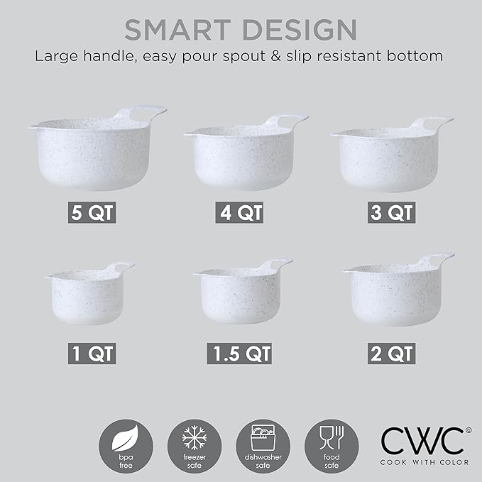 COOK WITH COLOR Nesting Plastic Mixing Bowl Set with Pour Spouts and Handles - Image 4