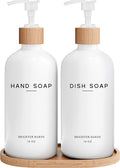 White Glass Hand and Dish Soap Dispenser Set by Brighter Barns by BrighterBarns